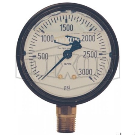 Dixon Gauge, 0 to 400 psi, 1/4 in Connection, 2-1/2 in Dial, +/- 3-2-3 %, Glycerin Liquid Filled GLP527